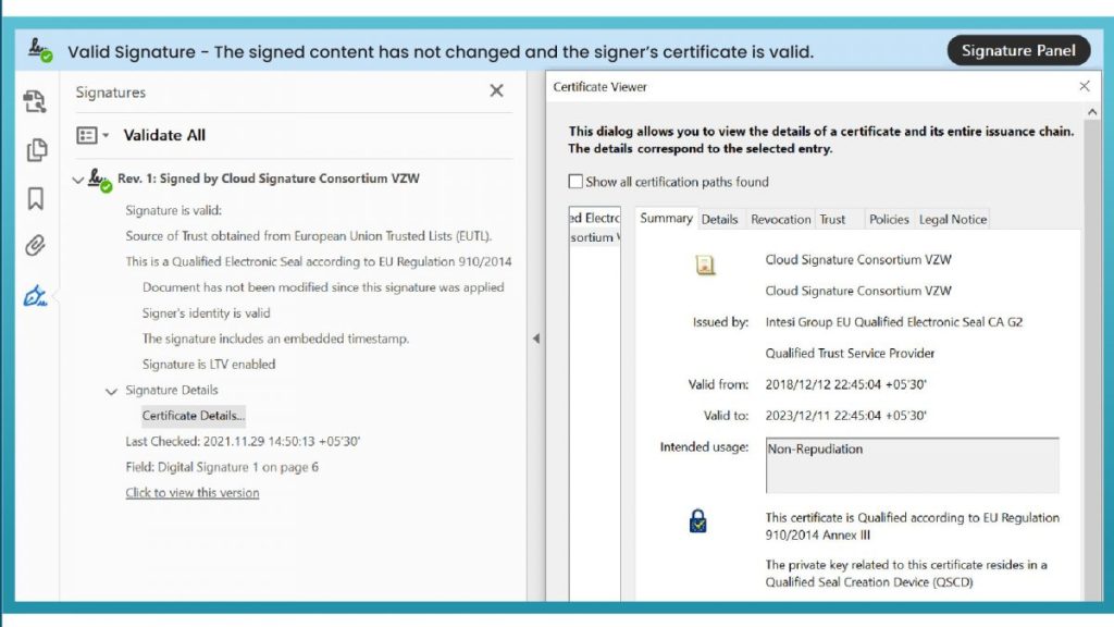 Examples of Verified Signatures