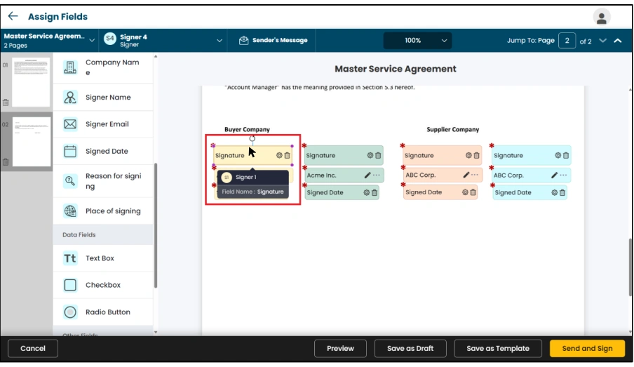Enhanced accuracy with Certinal eSign's Hover text feature