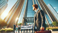 HR welcoming new employee after conducting onboarding automation