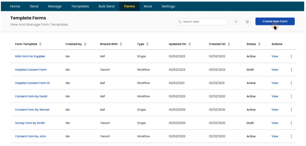 Certinal's user centric, easy to use web form