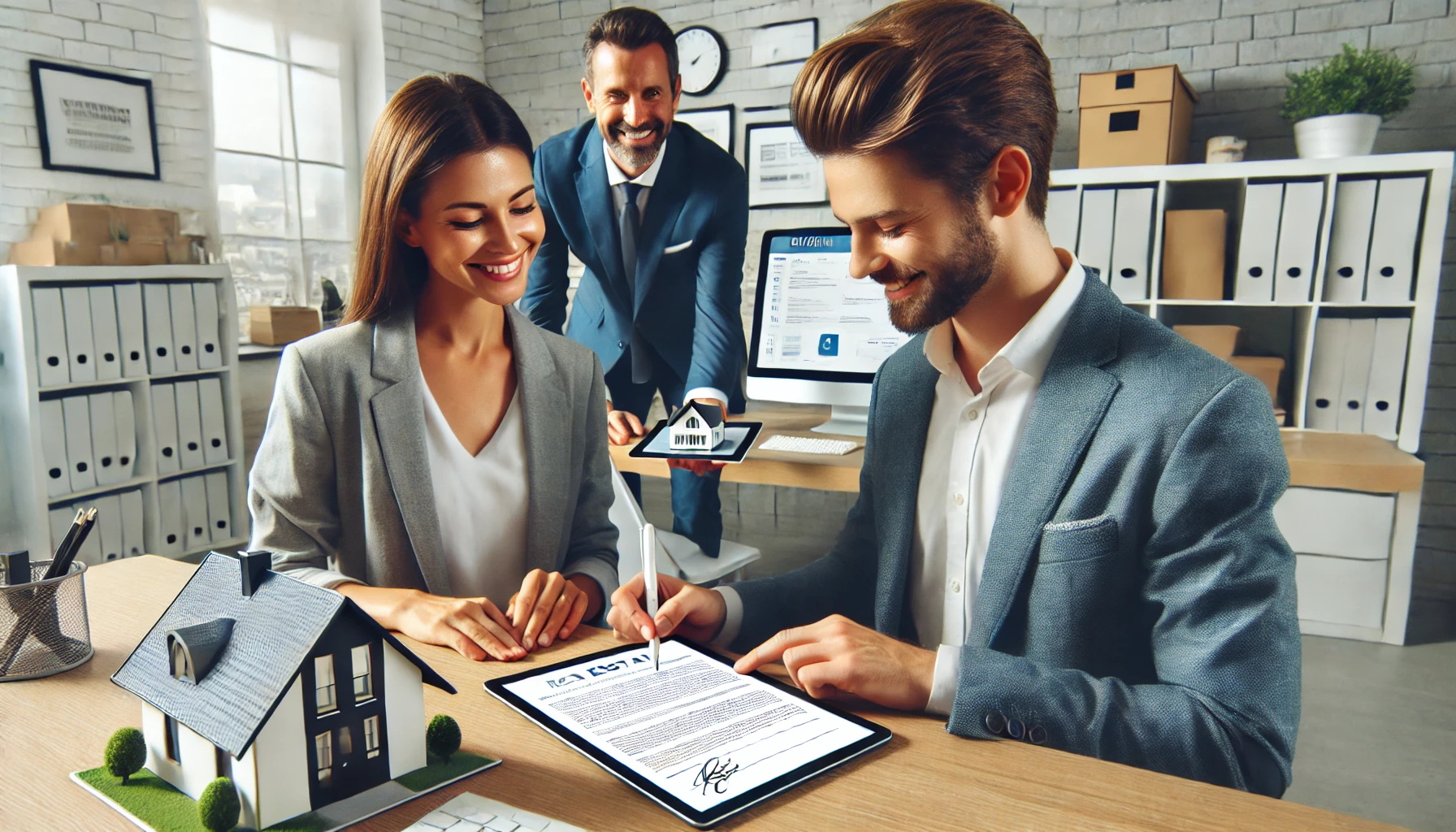 Man closing deal fasters by using esignatures for real estate