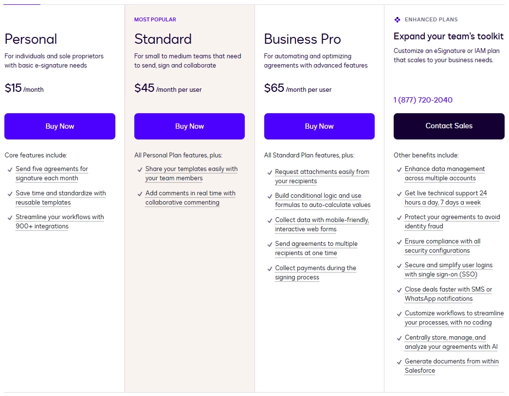 docusign pricing