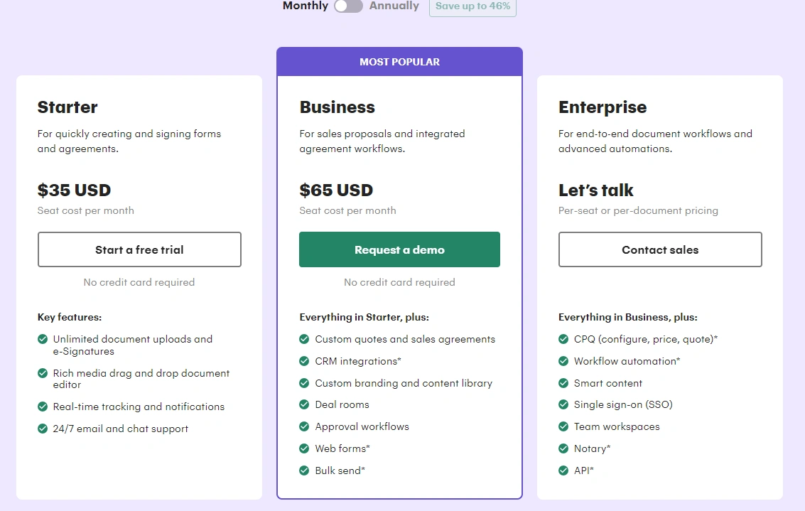pandadoc pricing